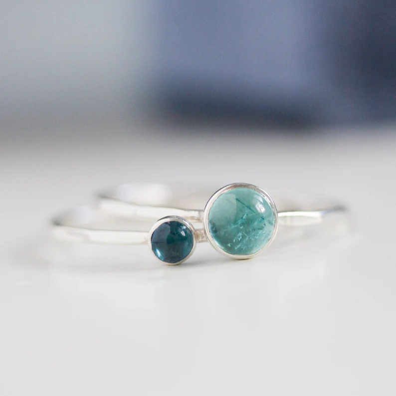 Blue tourmaline stackable ring