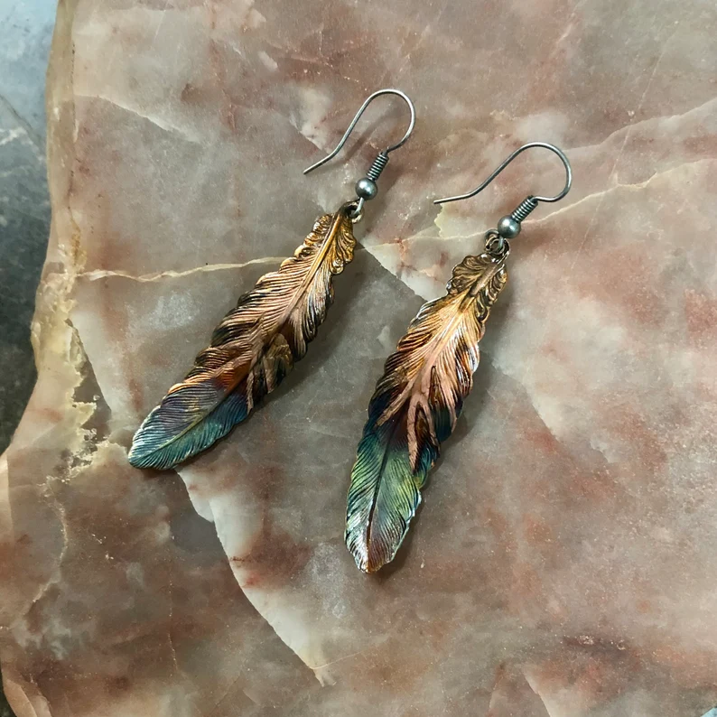 copper feather necklace