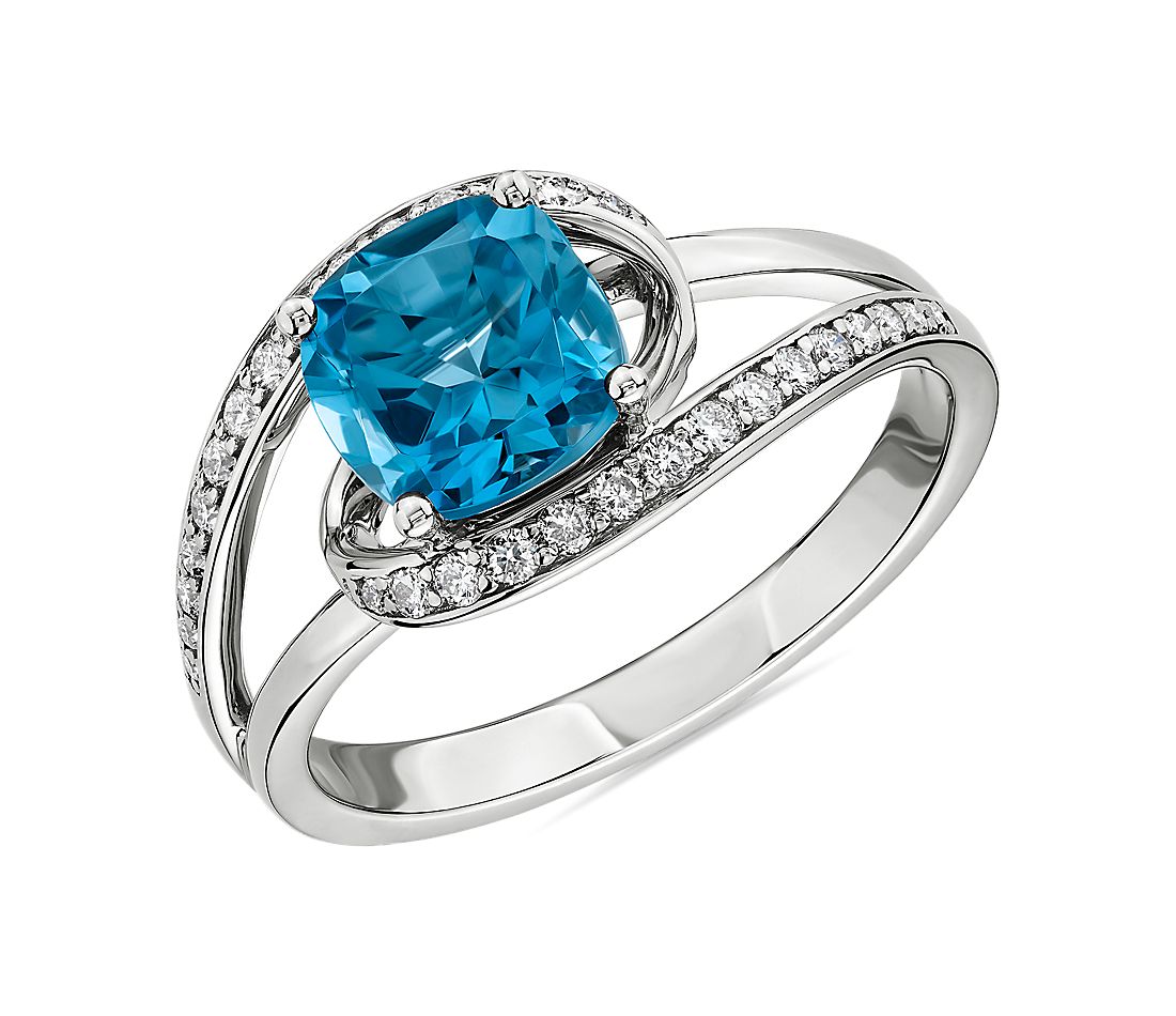 cushion cut blue topaz ring