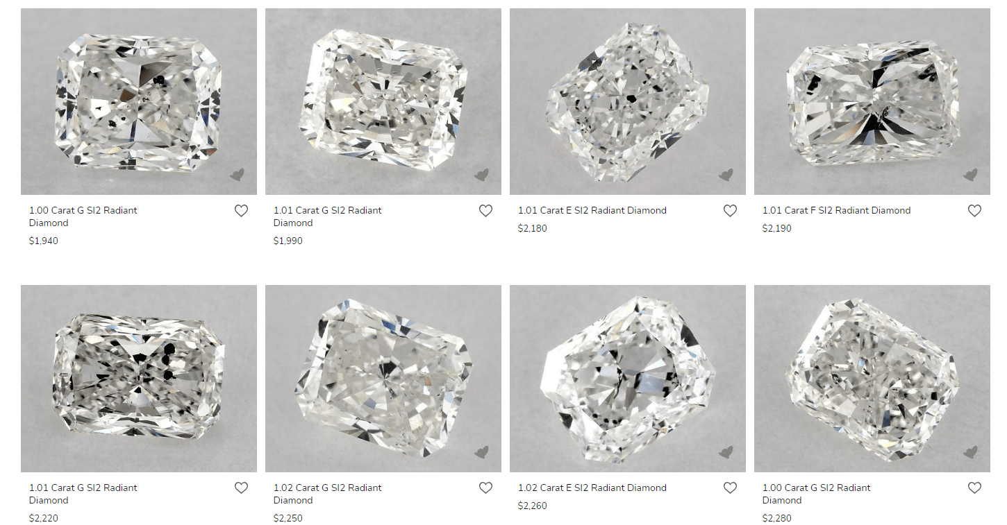 Selection of radiant cut diamonds from james allen
