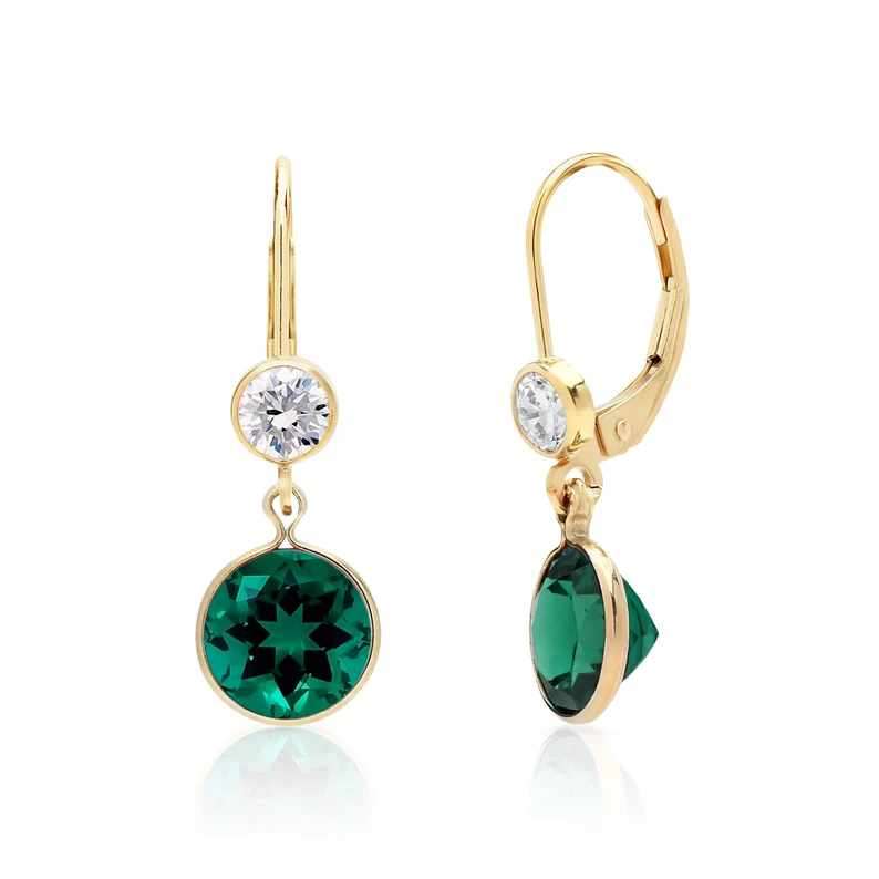 Lab Created Green Emerald Earrings