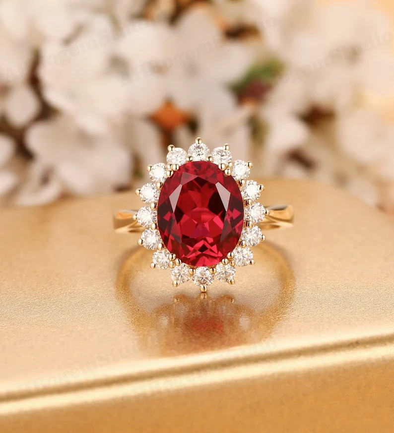 Lab Created Ruby Engagement Ring