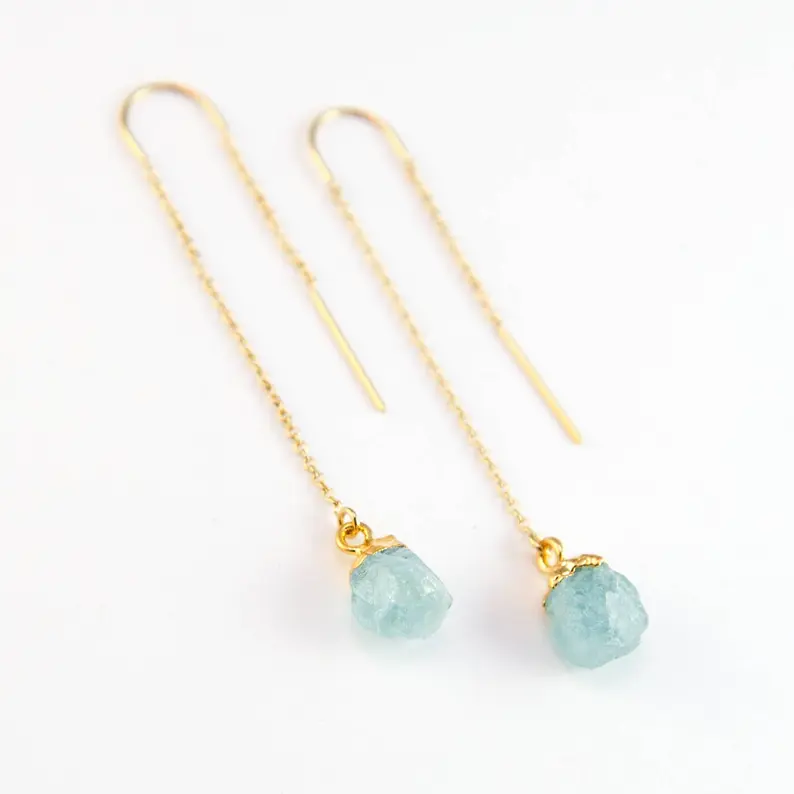 stone drop aquamarine earrings