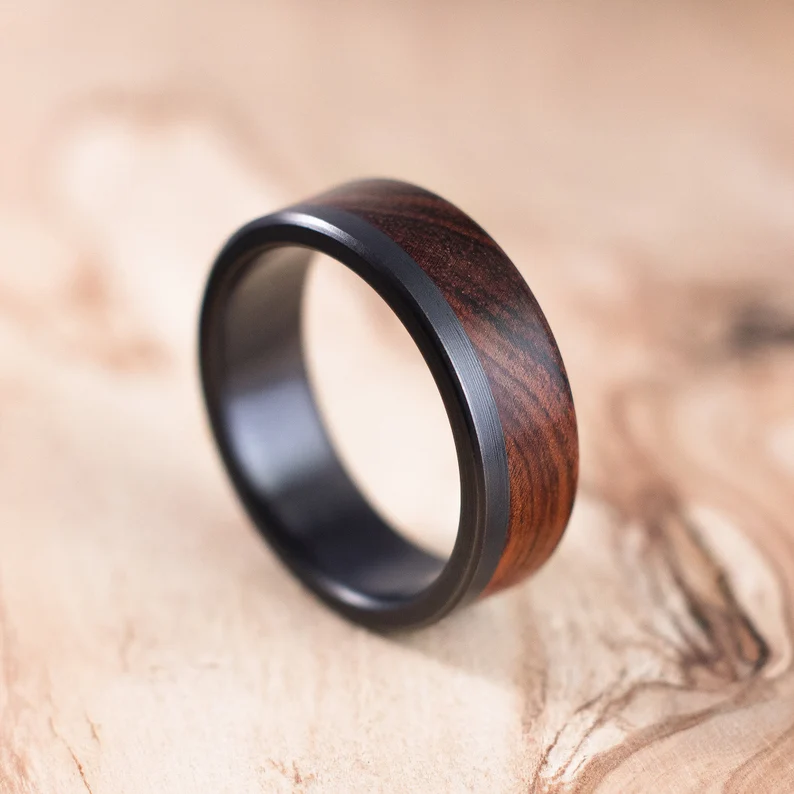 titanium and wood ring