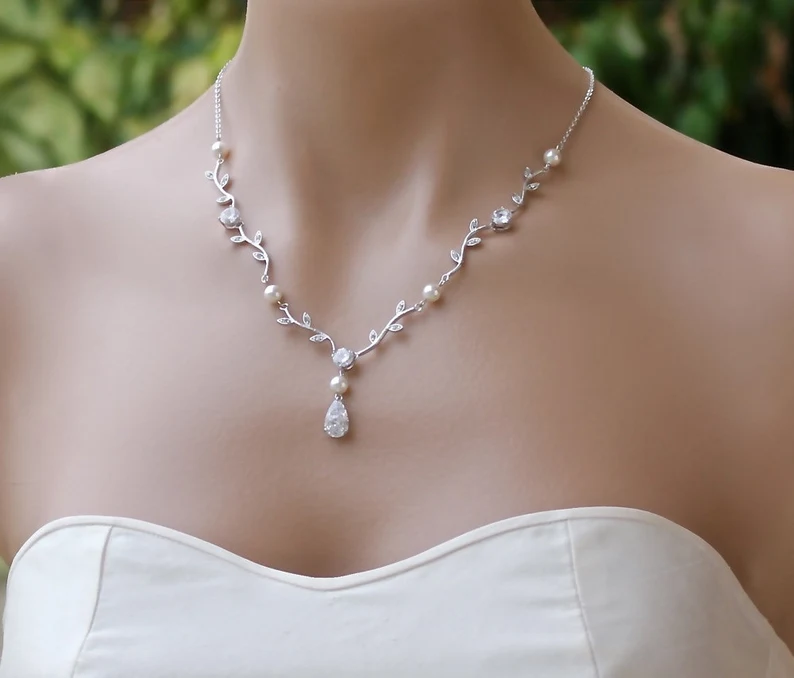 vine crystal bridal necklace