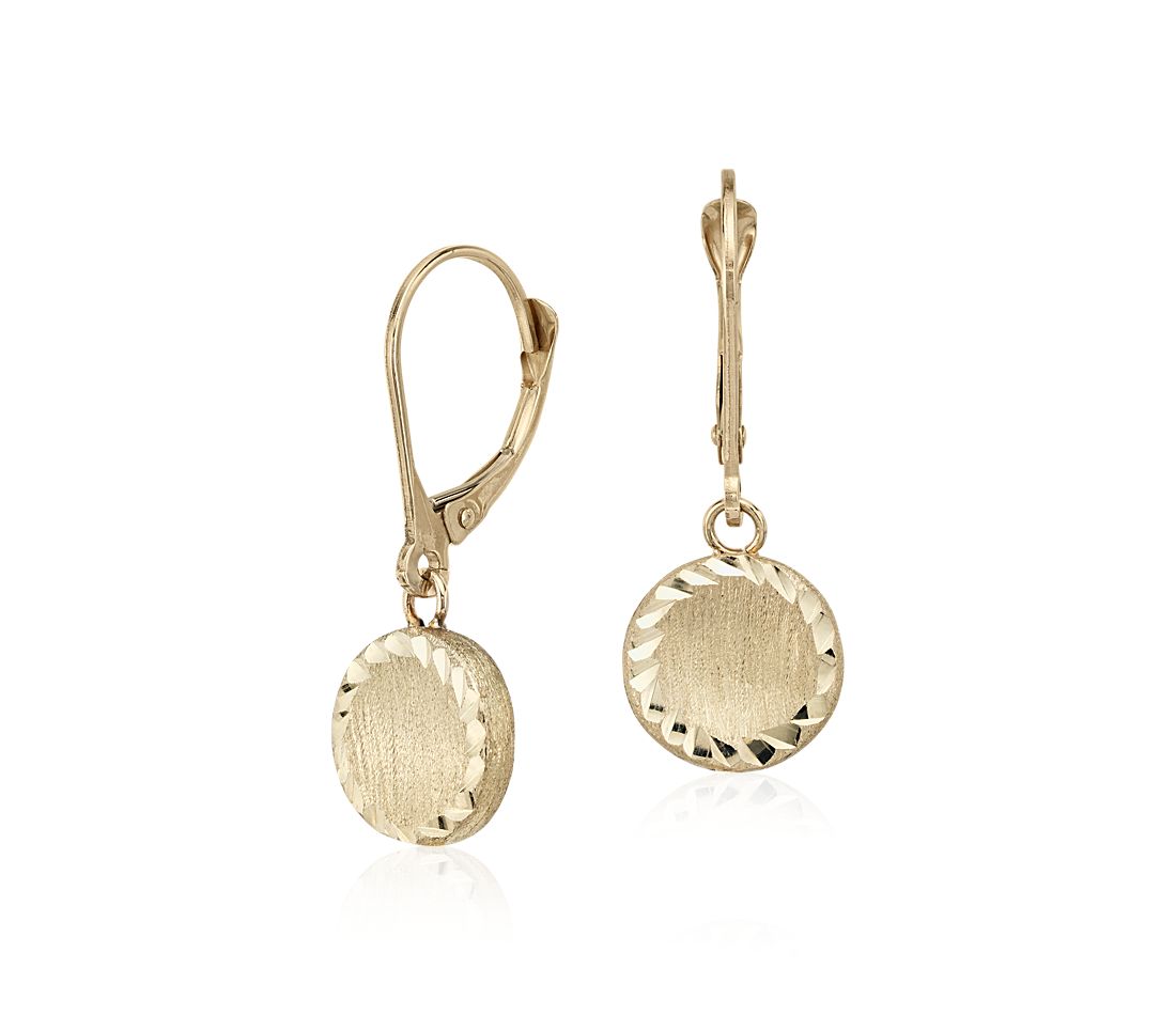 Yellow Gold Round Drop Earrings