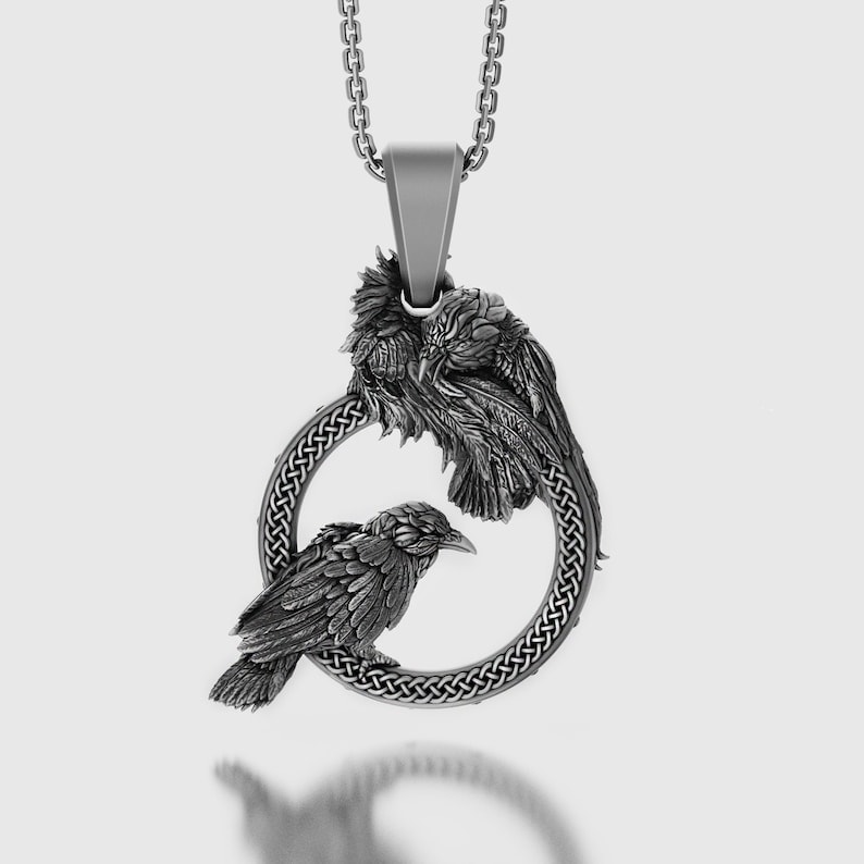 Odin's Ravens Huginn and Muninn Necklace