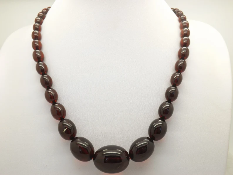Black cherry bakelite jewelry necklace