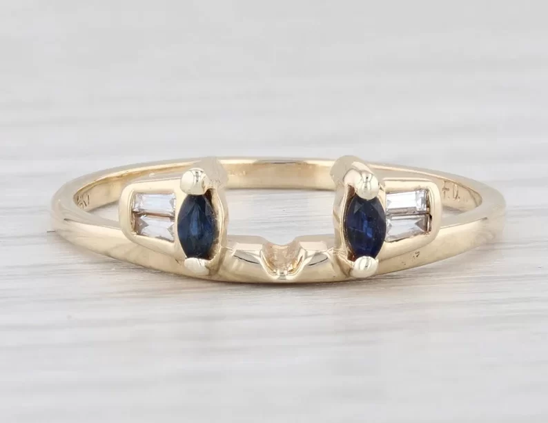Blue sapphire diamond ring guard