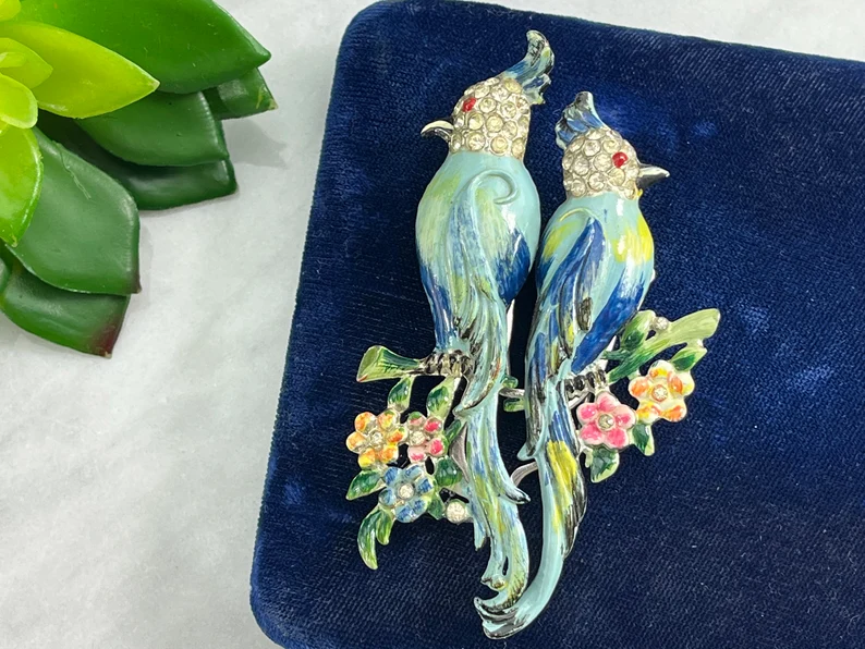 Coro craft bird duette brooch