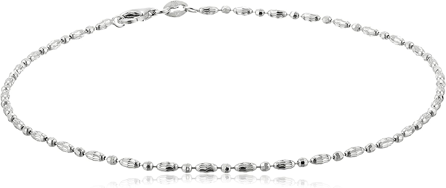 Diamond cut beads chain anklet