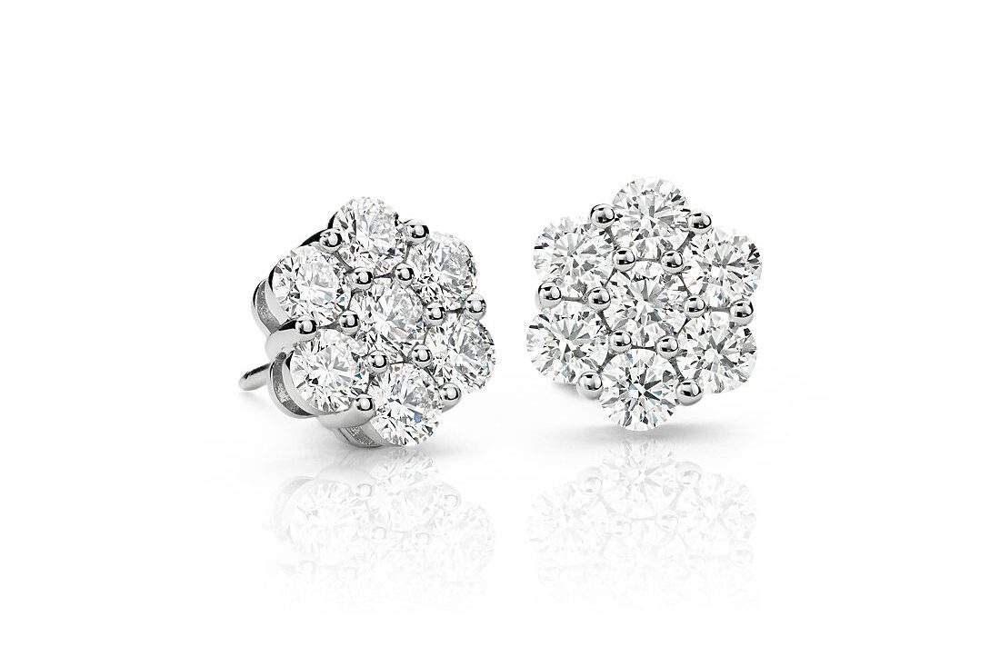 Diamond floral stud earrings