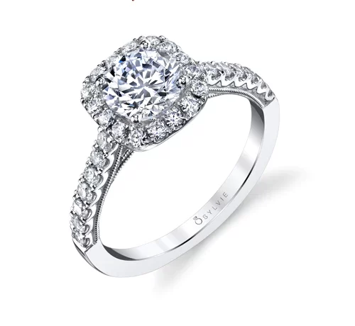 Diandra halo engagement ring