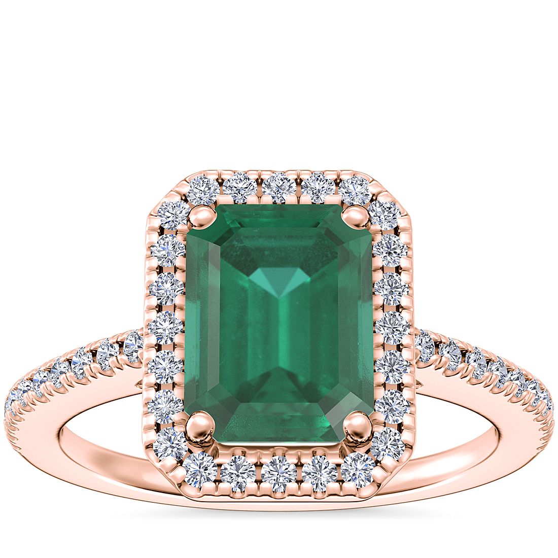 Emerald-cut emerald gemstone ring