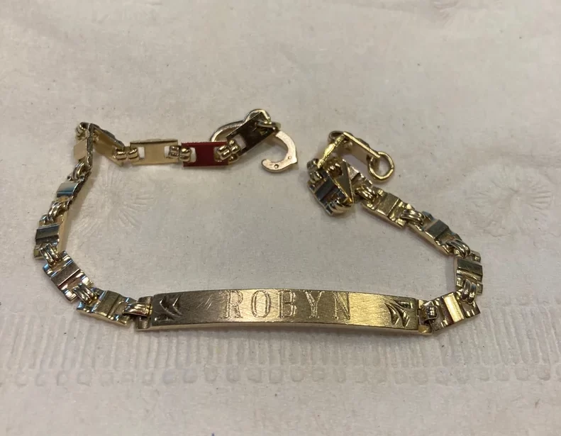 Engraved gold id bracelet