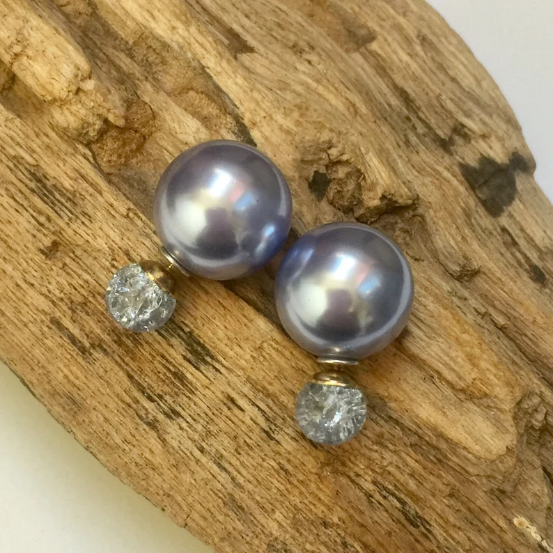 French style double sided stud earrings