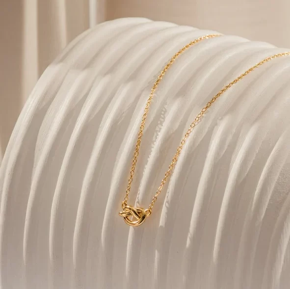 Gold Love Knot Pendant Necklace