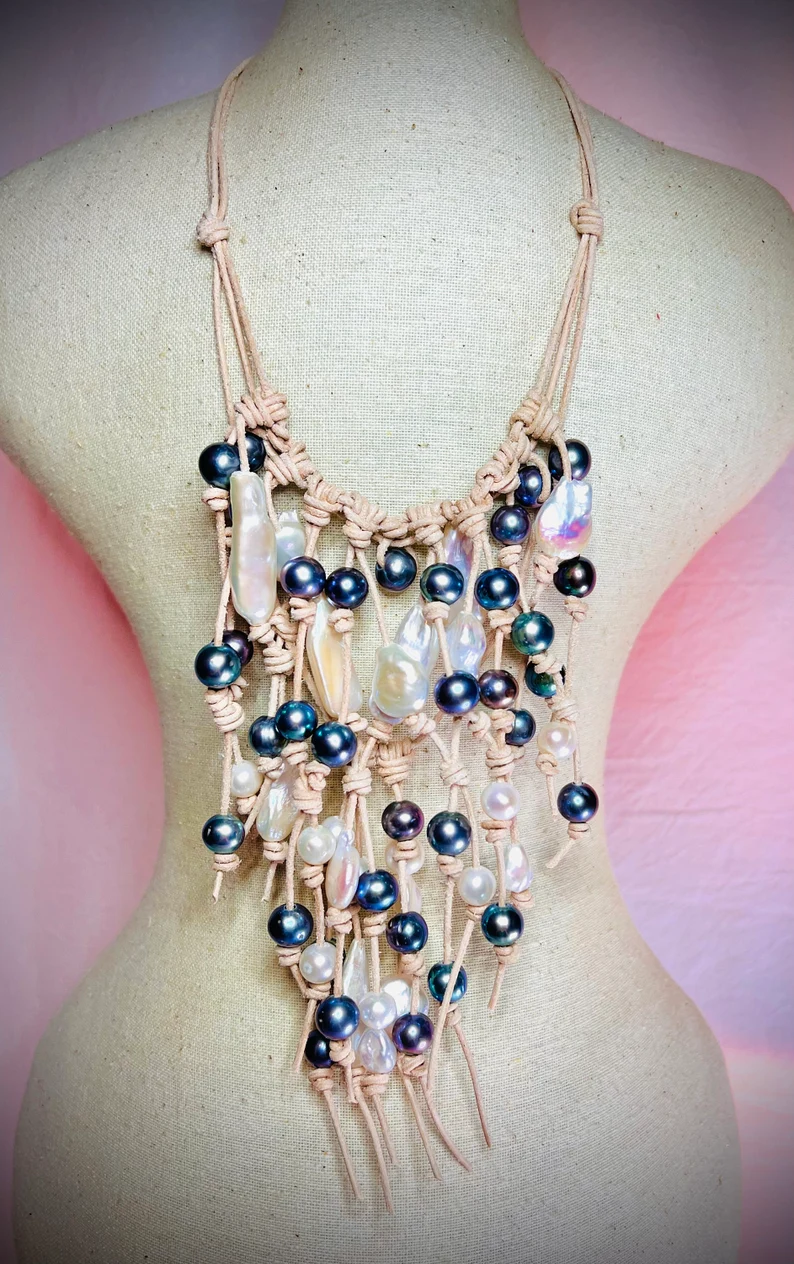 Knotted Pearl Gypsy Necklace