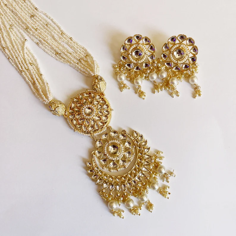 Kundan Meenakari long necklace set