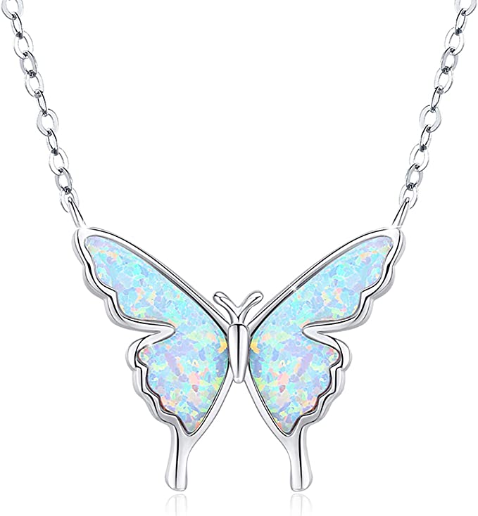Opal Butterfly Charm Necklaces for Your Girlfriend