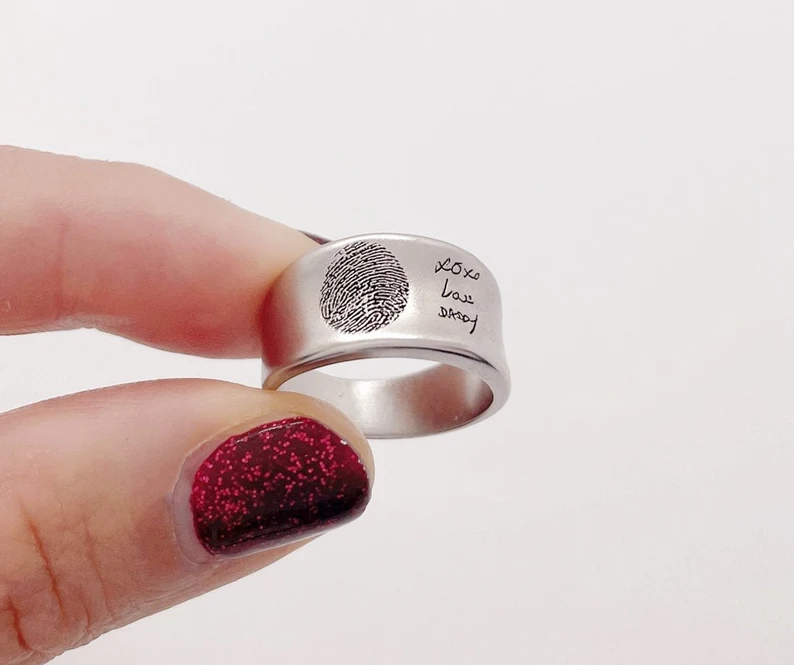 Personalized fingerprint promise ring