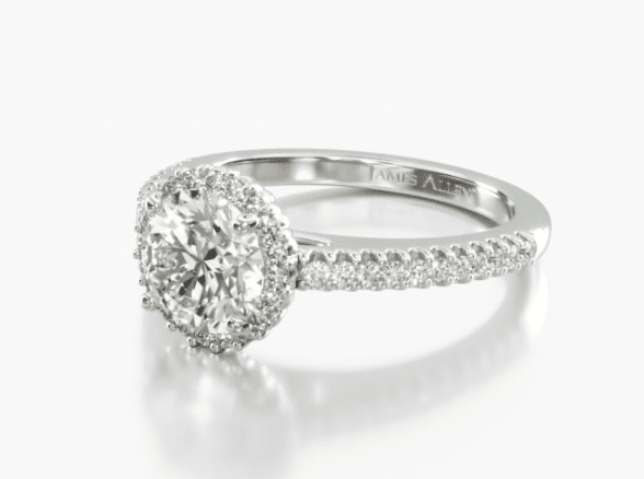 Petite diamond halo engagement ring
