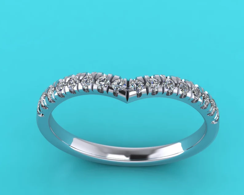 Platinum wishbone-shaped eternity ring