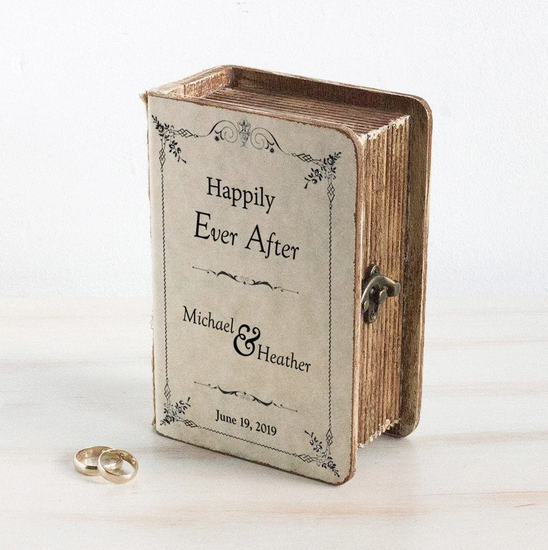 Rustic book engagement ring box