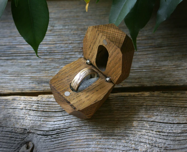 Rustic wood engagement ring boxes