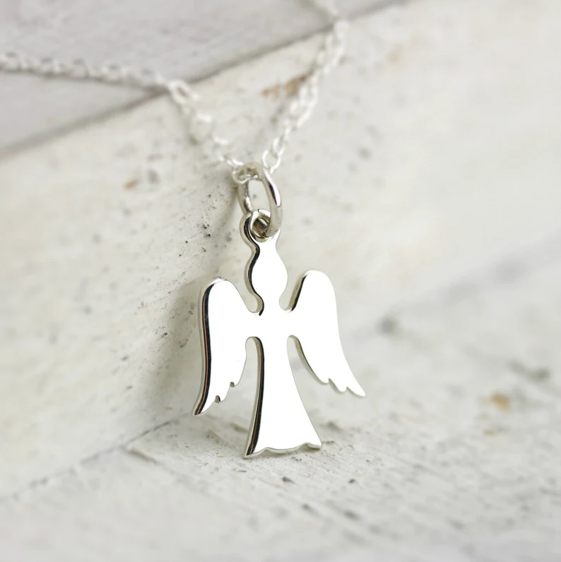 Tiny Guardian Angel Charm Necklace