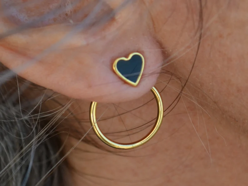 Tiny Heart Double Sided Earrings
