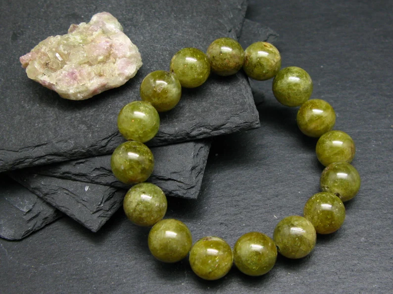 Vesuvianite beads bracelet