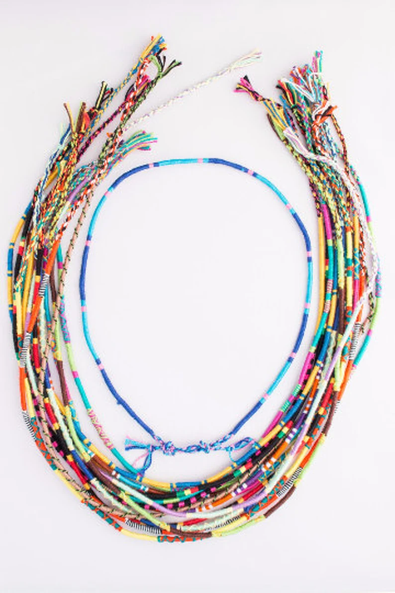 Woven thread braided necklace