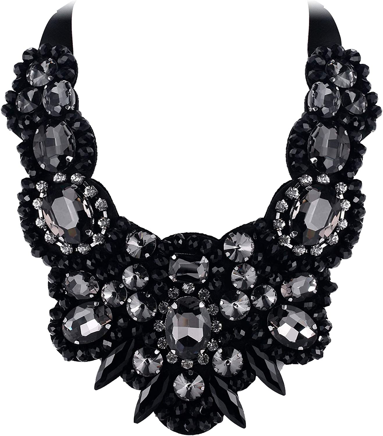 Black bib ribbon necklace