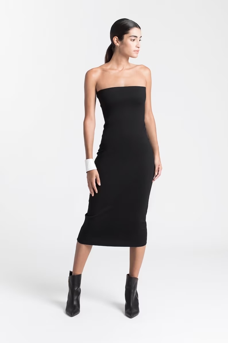 Black fitted cocktail dress