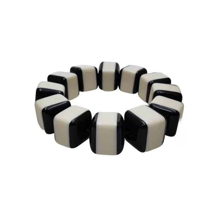 Black and White Square Beads Bracelet