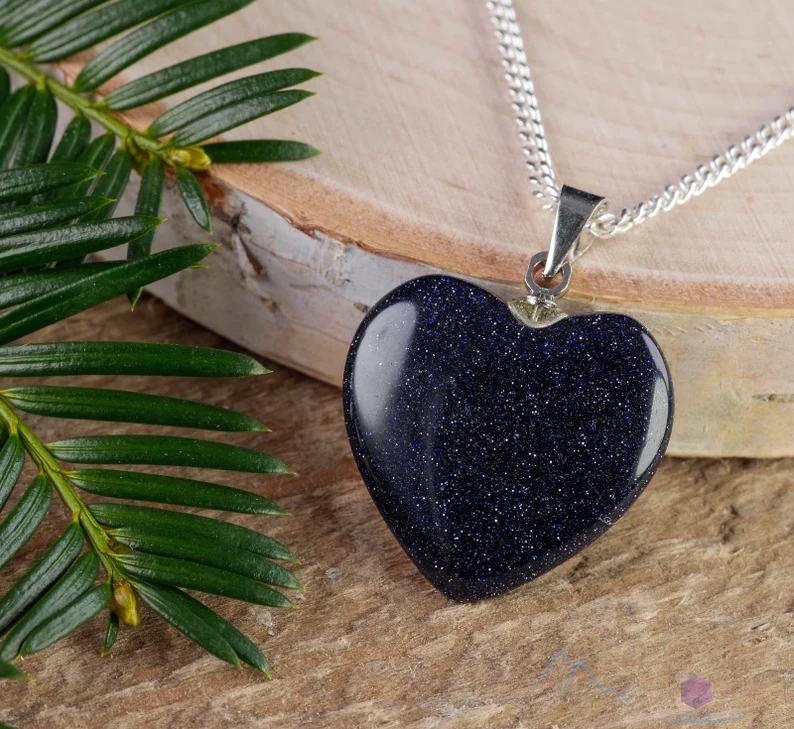 blue goldstone heart pendant