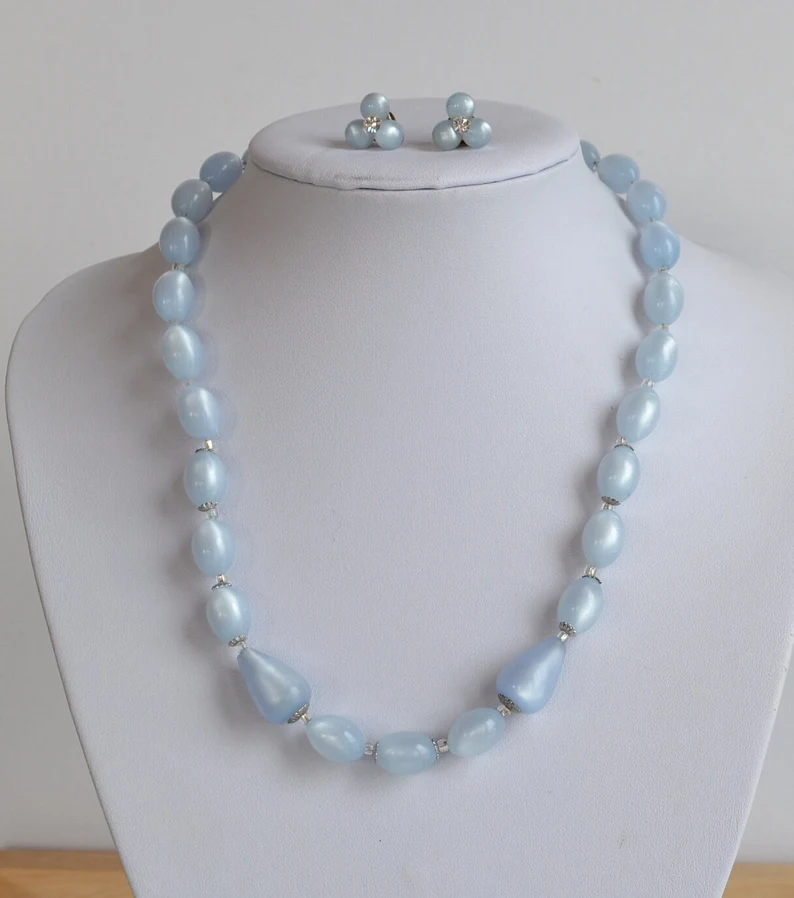 blue moonglow lucite necklace