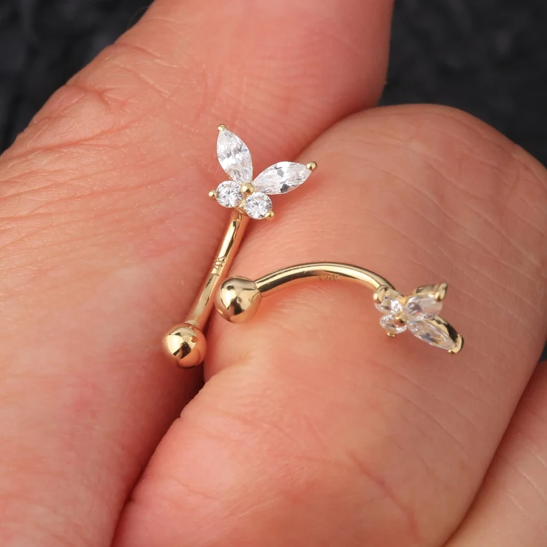 Butterfly curved barbell earring