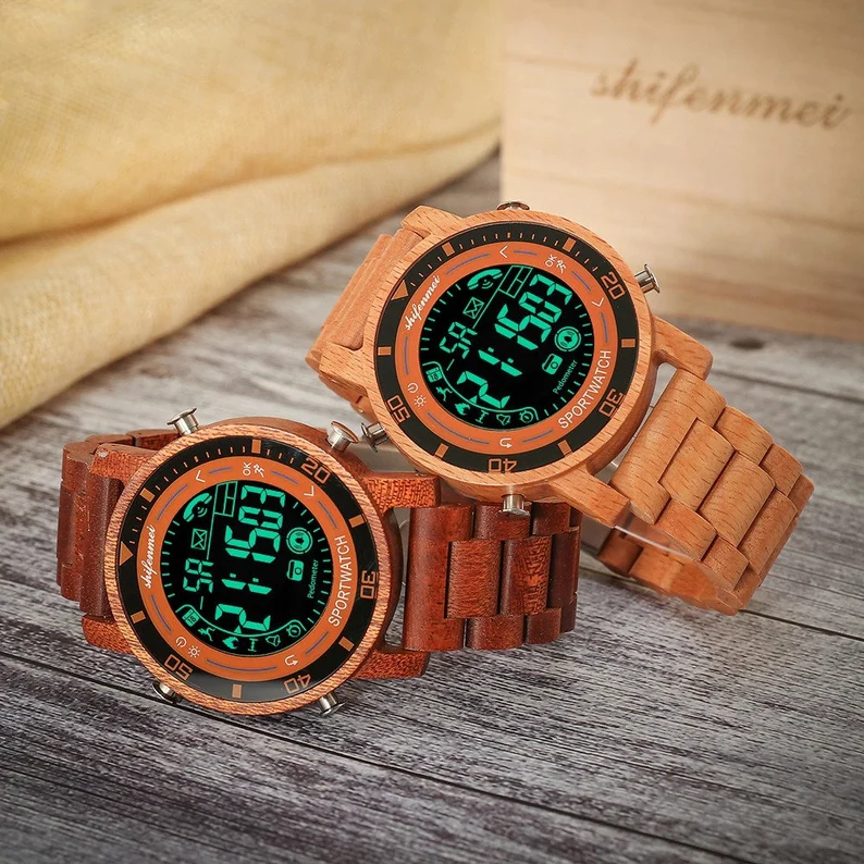 digital wood watch