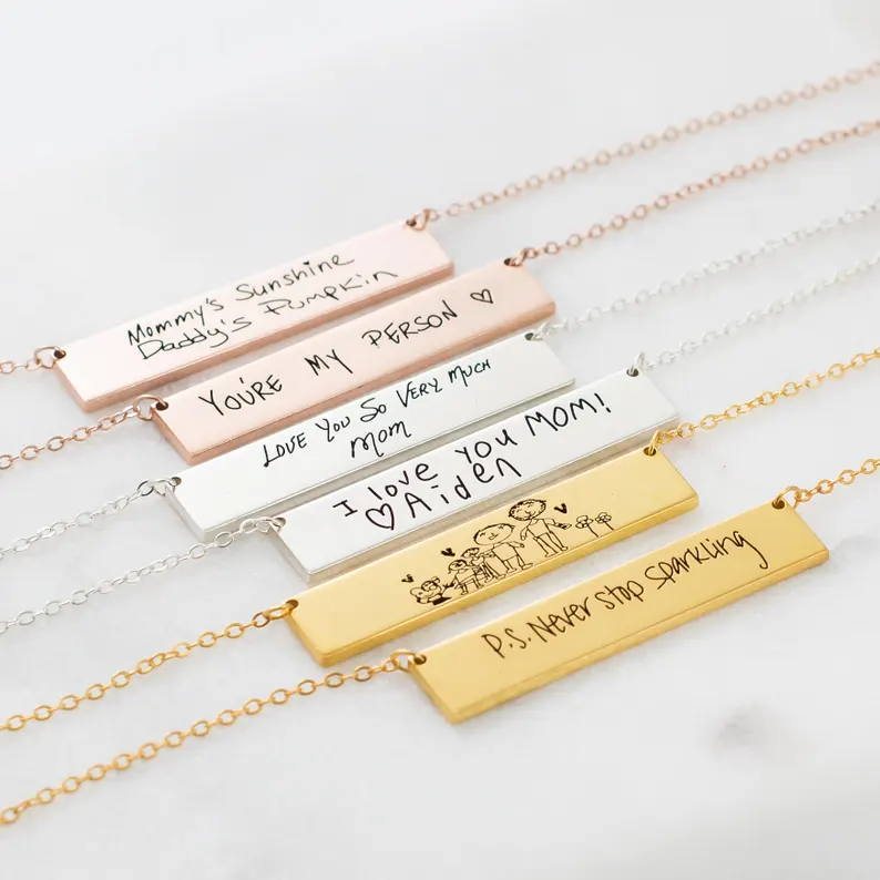 Engraved actual handwriting necklace