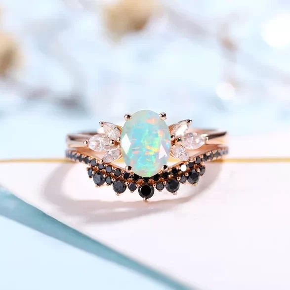 Vintage Faceted Opal Engagement Ring