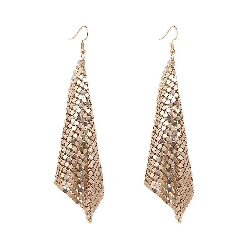 metallic gold mesh drop earrings