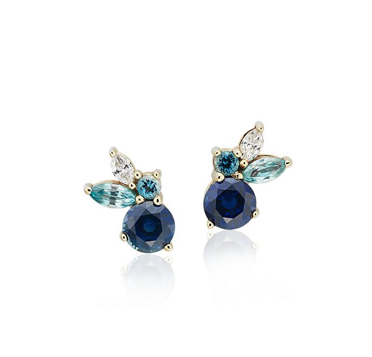 Multi-gemstone cluster earrings