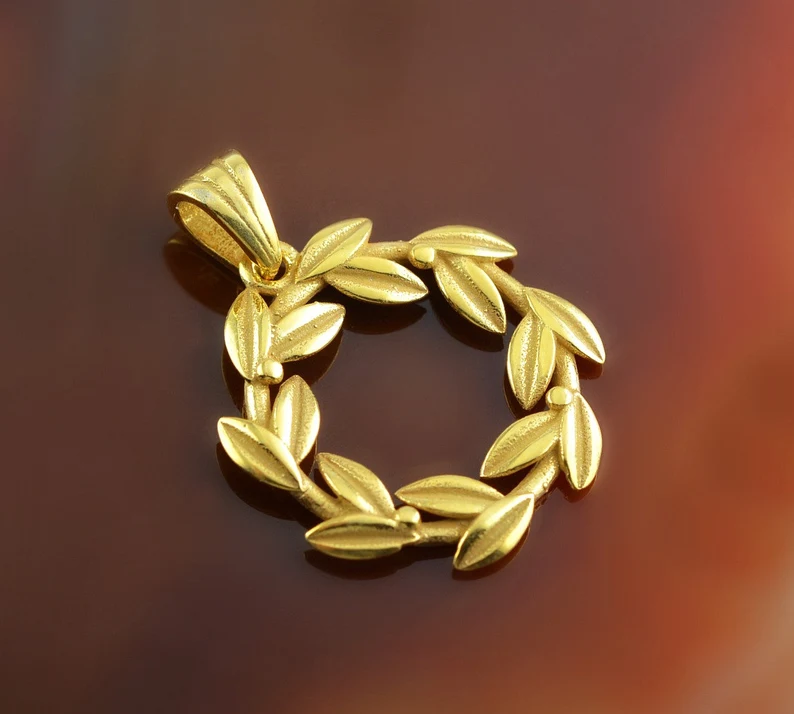 Olive wreath pendant ancient greek jewelry