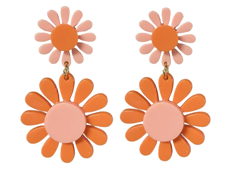Pink and Orange Flower Power Earrings