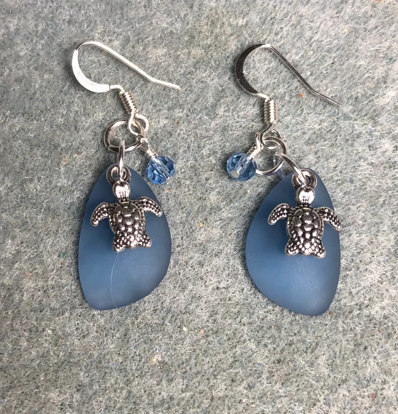 sea glass turtle earrings