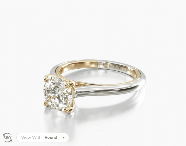 Two-tone solitaire setting ring