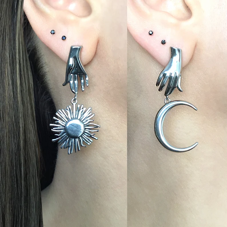 Sun and Moon mismatched earrings