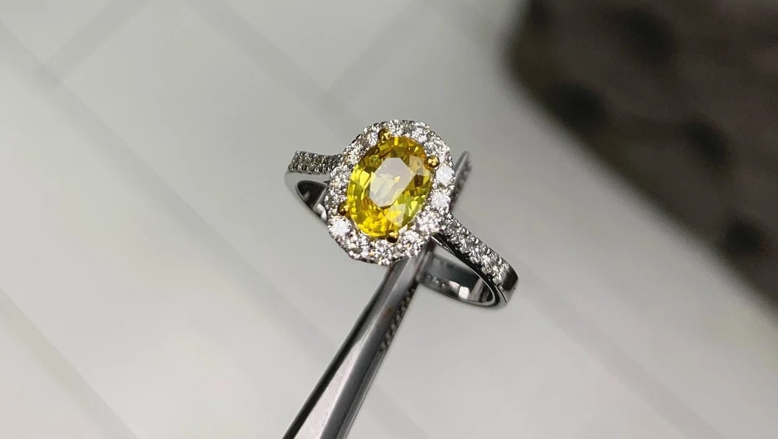 yellow sapphire halo ring etsy